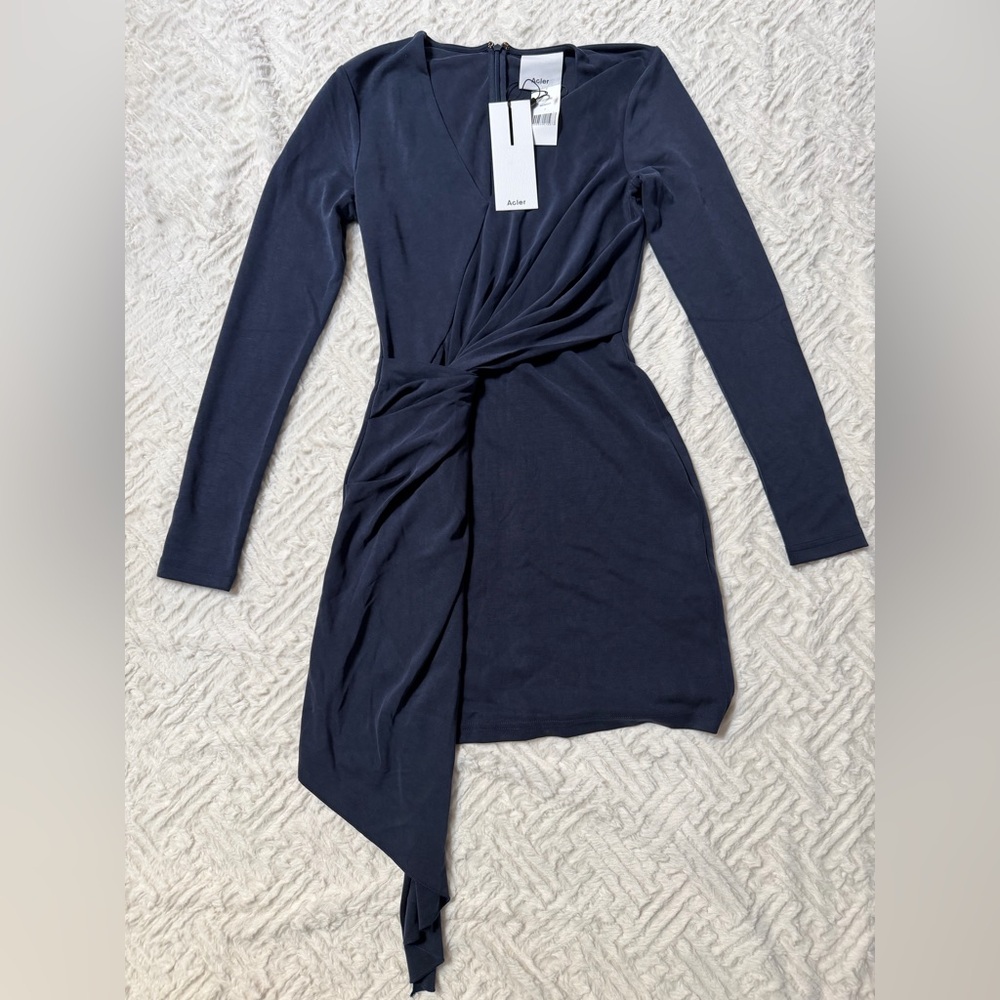 Acler Navy Asymmetrical Dress Size 2 Brand New